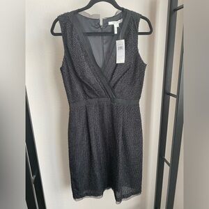 NWT Max And Cleo V Neck Faux Wrap Black Dress Lined Size 8‎